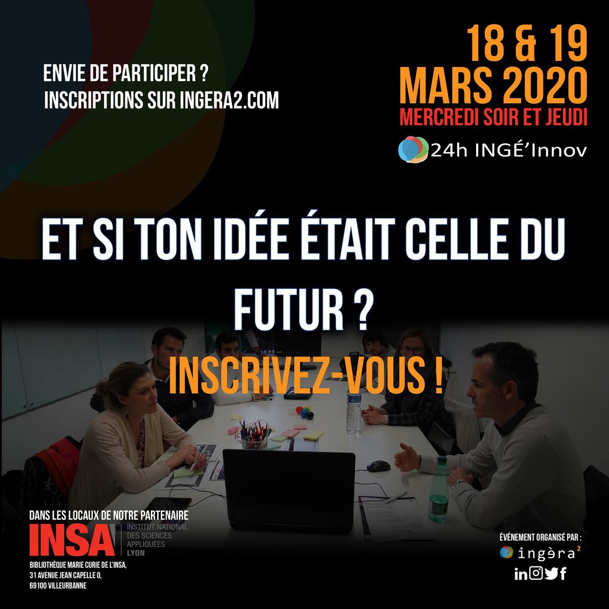 ⭕️ Dernière ligne droite pour les inscriptions aux 24h ingé'innov !
Profitez de ce moment d'échanges et de rencontres autour d'une thématique commune.
➡️ Inscrivez-vous : ingera2.com/comment-sinscr…