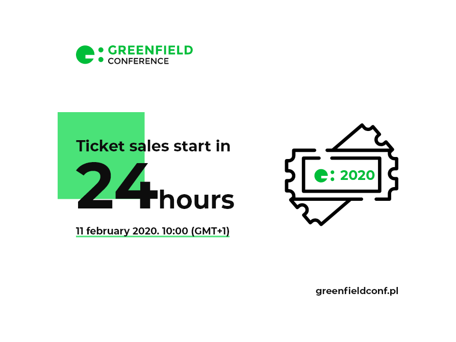 First Blind Bird tickets on sale tomorrow at 10:00! 🔥 #StayTuned and don't miss them - they are limited in number and time 😱

They will be sold for the best price 99 PLN and available until the limit is reached.

#GreenfieldConf #tickets greenfieldconf.pl