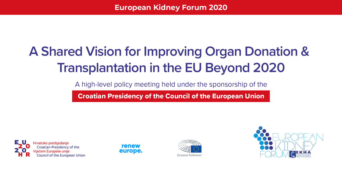 EKHA_EU's tweet photo. 📢Save the date! The 2020 #EuropeanKidneyForum hosted by @hildevautmans and @EU2020HR will take place on:

🗓️ 3 March
⏲️14:00-16:00
🇪🇺 European Parliament, Brussels

Join us to discuss improving #OrganDonation and #Transplantation in the EU.
Register here👉https://t.co/1NxW1DGJ2N https://t.co/upXX261pg3