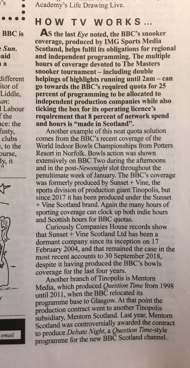 Here’s the article from @PrivateEyeNews @MrJohnNicolson @JoanMcAlpine about the misappropriation of Scotland’s TV license income. And they didn’t even broadcast live #scottishbudget & ignore most local & national culture in Scotland