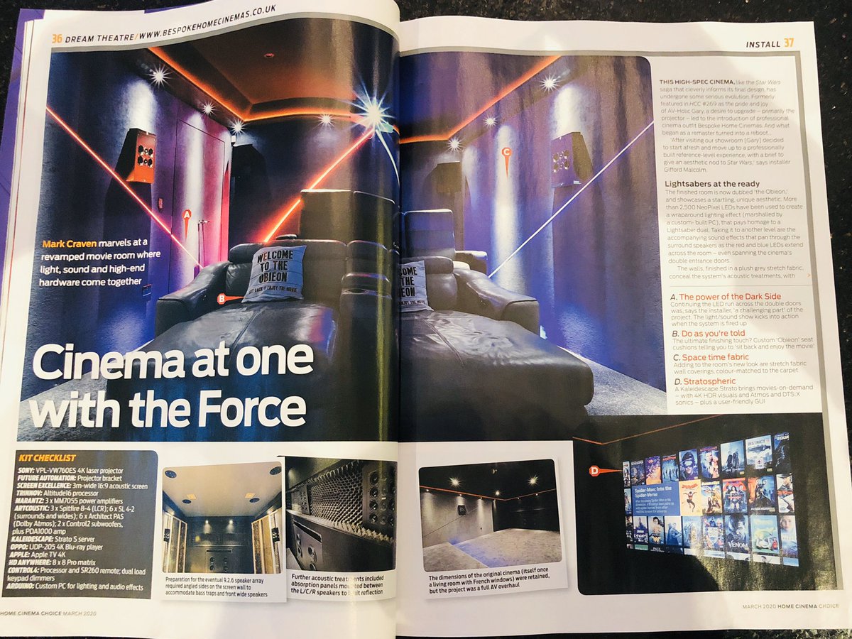 bespoke_cinemas's tweet photo. “This is the cinema you’re looking for....”
The Obieon strikes again in this months Dream Theatre feature in @HCCmag #homecinema #starwars #lightsidedarkside #avtweeps https://t.co/ykZiFOOZXO