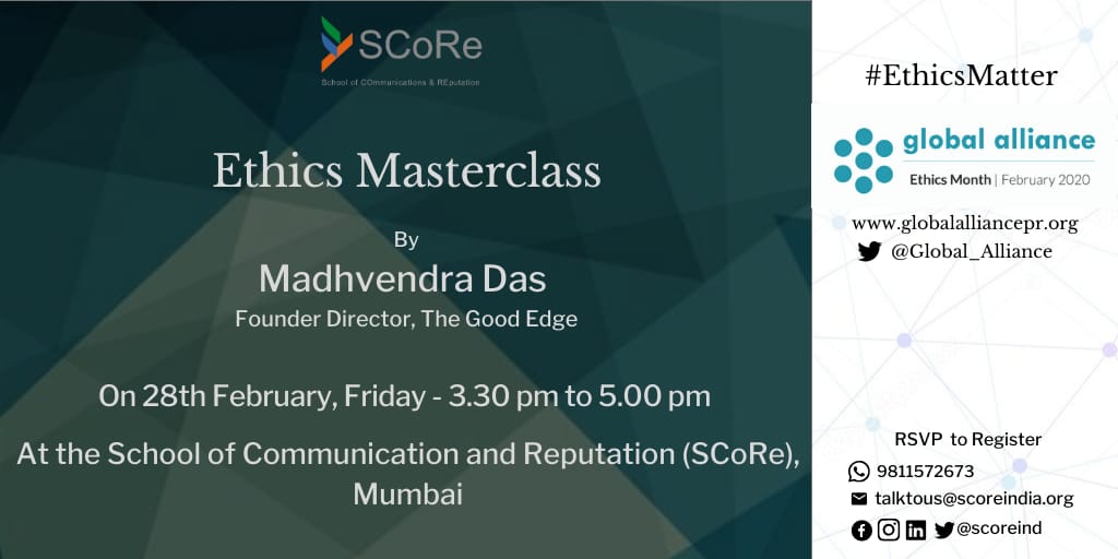amithpr's tweet image. Four events in four weeks across four corners of India. East, South, West and North. 
Bottomline everywhere is #EthicsMatter and #ReputationIsEverything