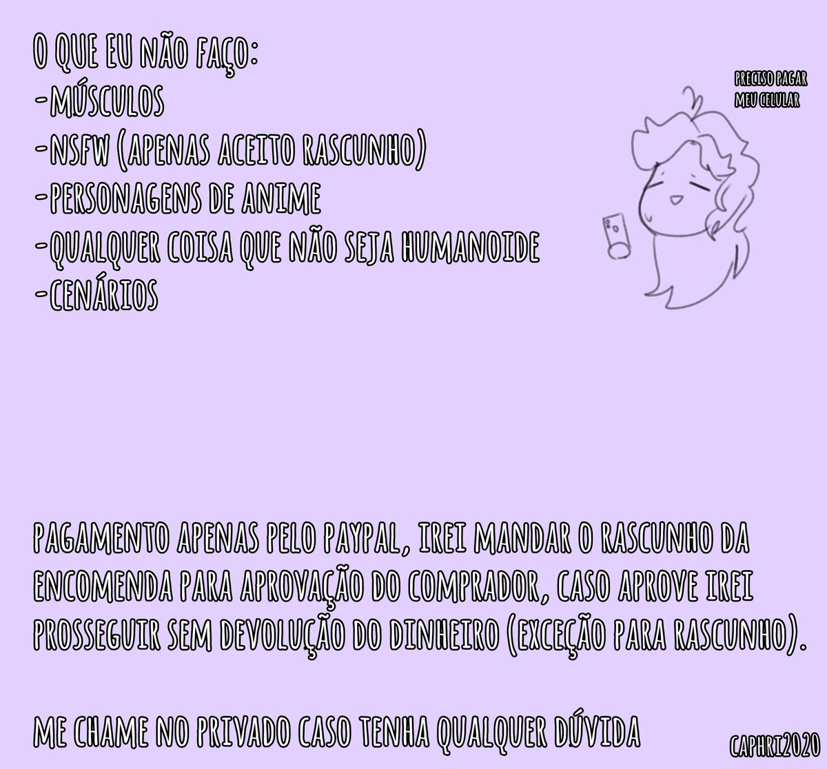 Caphri_'s tweet photo. COMMISSIONS ABERTAS!!!

quem estiver interessado me chame no privado, e se não tiver condições me ajude a divulgar, isso já ajuda MUITÍSSIMO!!
#DigitalArt https://t.co/XonlW58zSX