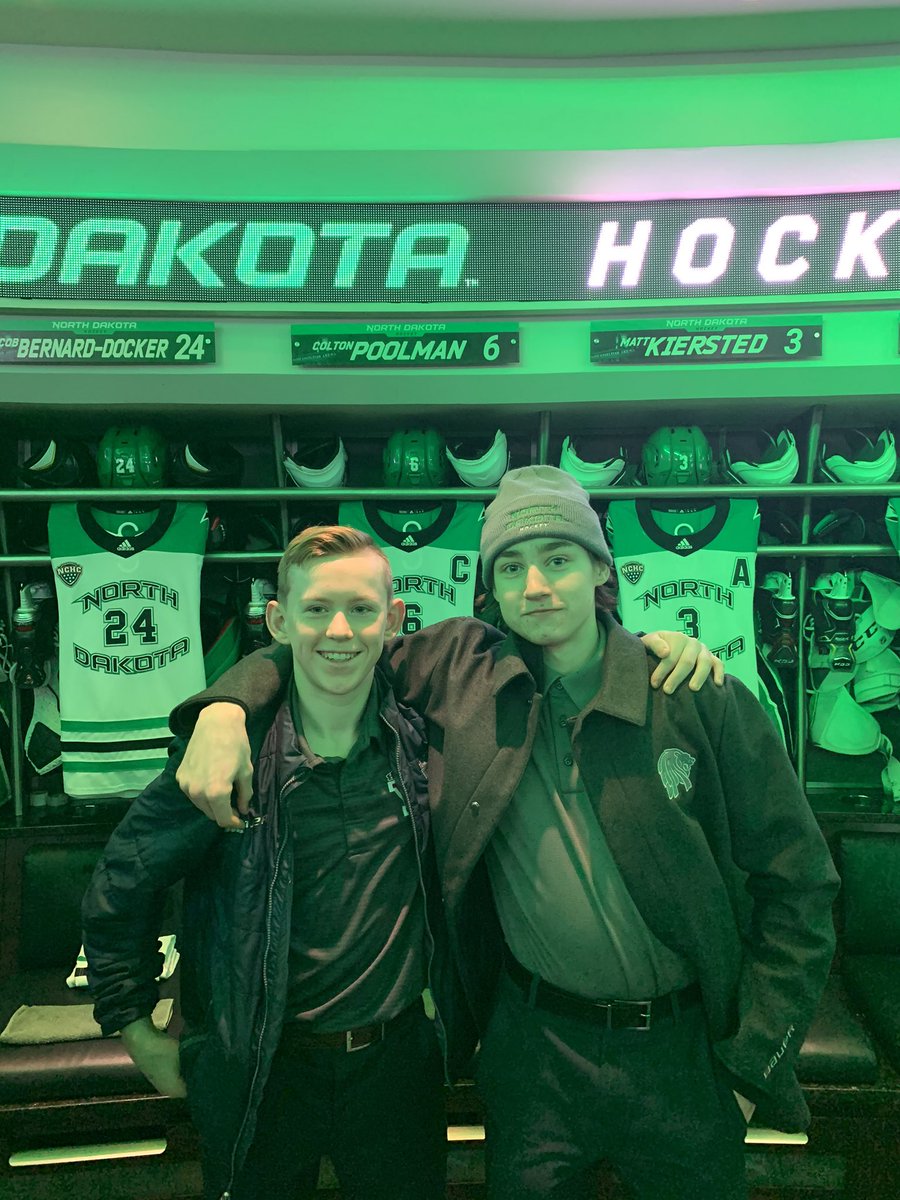 GreyeRampton's tweet photo. Thanks @UNDmhockey and @YHA_Lions for the amazing  experience this weekend. Was great to watch a couple @NCAAIceHockey games and to tour the UND dressing room! #sioux #yhalions https://t.co/6FkjQO7D1U