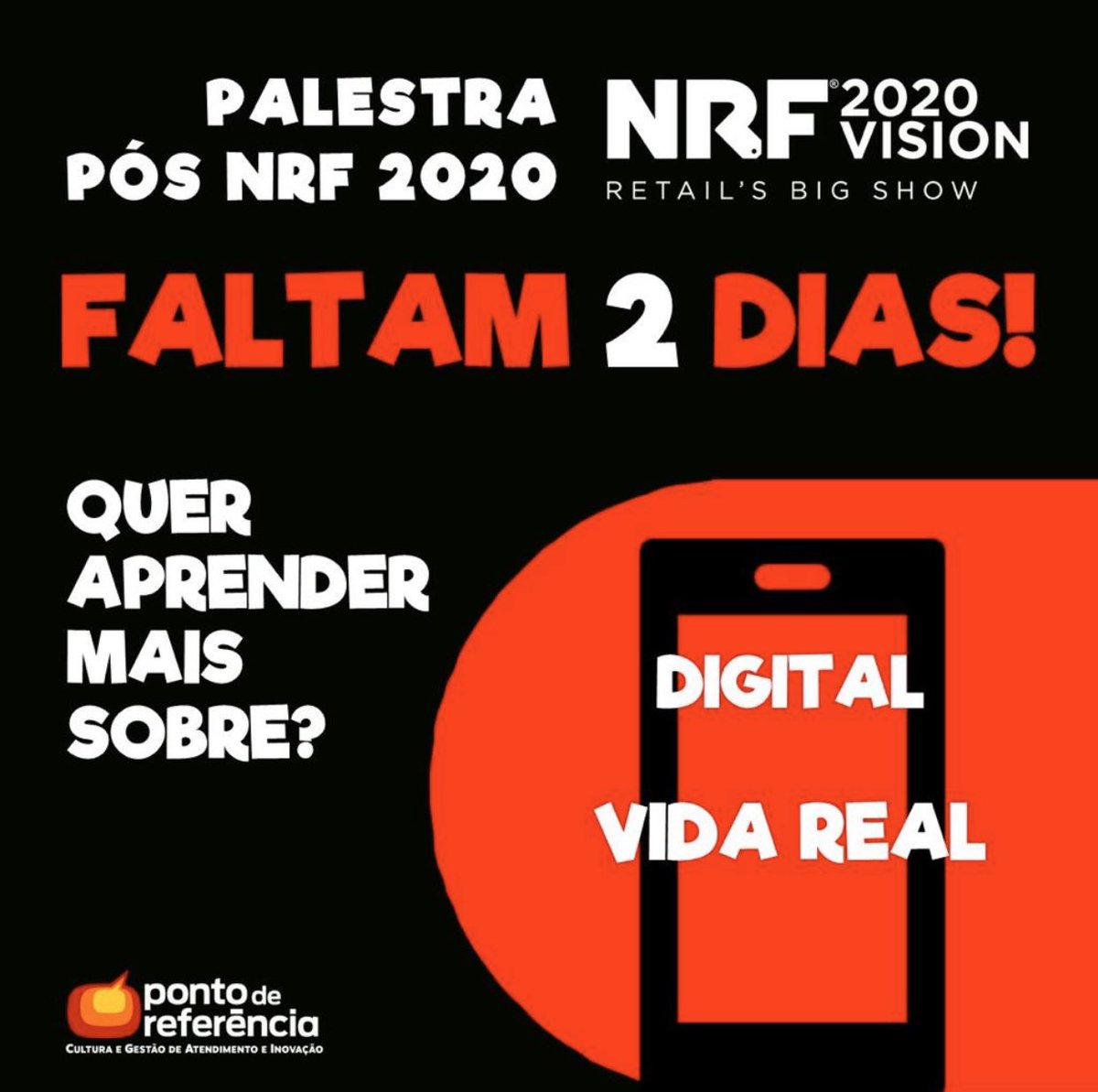 edsaiani's tweet photo. Faltam 2 dias para o Pós NRF 2020 Visão Inteligente.
Será no 19/02 – 9h às 12h – Rua Marques de Abrantes 99, Flamengo - RJ
Ficou interessado? Quer saber mais sobre?
Garanta já a sua vaga 👉🏾 https://t.co/38XdwuwGB2
#posnrf #nrf2020 #culturadeatendimento #edmoursaiani https://t.co/UJ64Lh3jf1