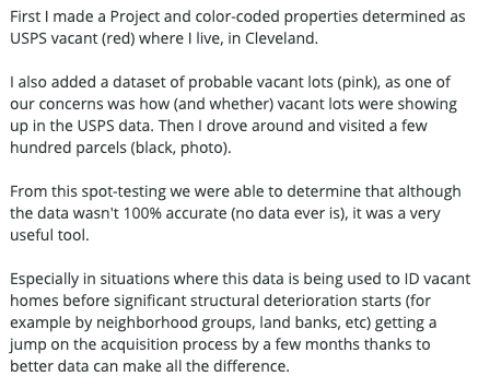 regridapp's tweet photo. Nick here - I thought for Mapping Mondays today I'd share a look into one of the ways we vetted our USPS data as we were getting ready to add it to the site.

#mappingmondays #vacancy #USPS #landgrid #loveland https://t.co/tpsNXQrsSU