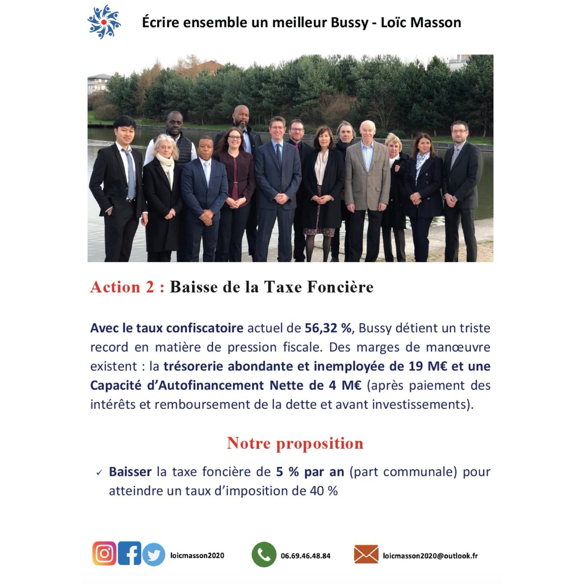 loicmasson2020's tweet photo. Suite de nos actions fortes avec l'action 2 : BAISSE DE LA TAXE FONCIÈRE 

Notre proposition est :

✅ Baisser la taxe foncière de 5 % par an (part communale) pour atteindre un taux d'imposition de
40 %

#bussysaintgeorges #loicmasson2020 #bussy2020 #bussy #municipales2020 https://t.co/Q5TLhQEeal