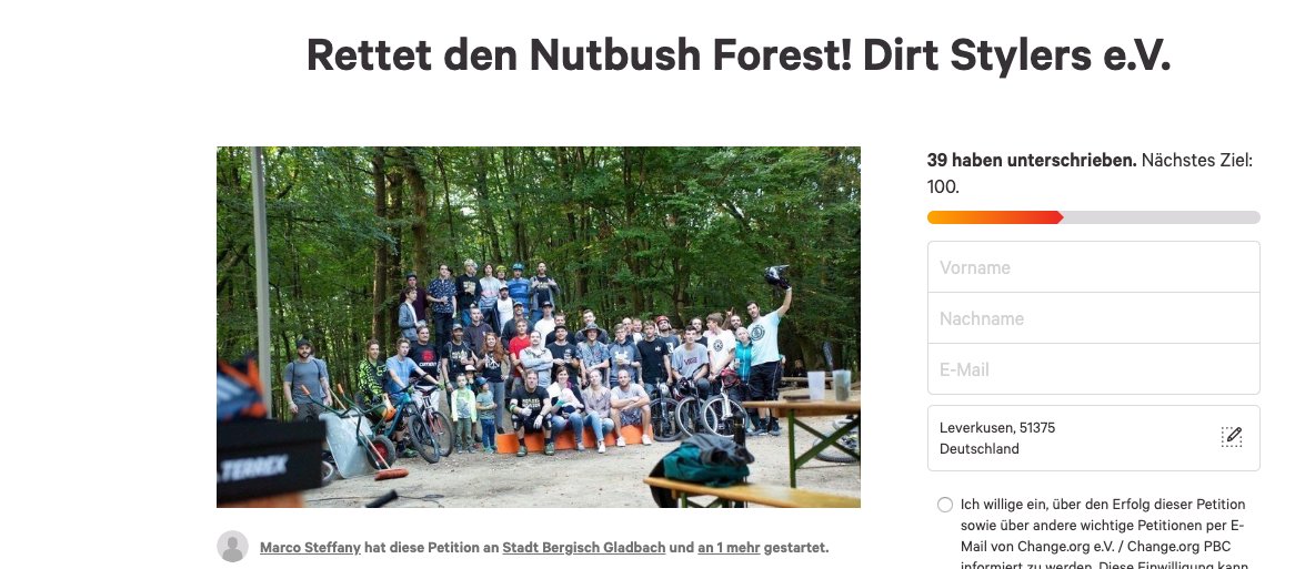 mtblev's tweet image. Der Verein Nutbush Forest! Dirt Stylers e.V. braucht eure Hilfe. Momentan werden Stimmen für eine Petition gesammelt, damit das Trainingsgelände erhalten bleiben kann. 

ALSO raus aus dem Sattel und HIER klicken; die Leute unterstützen. mtblev.de/hilfe-nutbush/