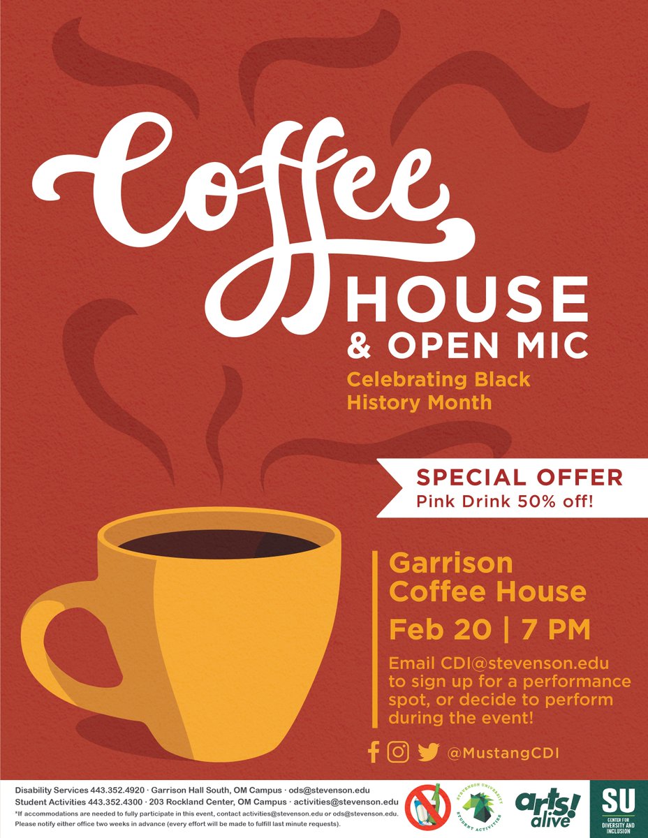 It's BACK!  Coffee House had a great inaugural fall semester and after much demand it's back this spring!  Be sure to come out <a href="/StevensonU/">Stevenson University</a> It's going to be a great time.  <a href="/BSUatStevenson/">Stevenson Univ. BSU</a> <a href="/stevieuasu/">StevensonU ASU</a> <a href="/_SU_Activities/">Stevenson Activities</a>