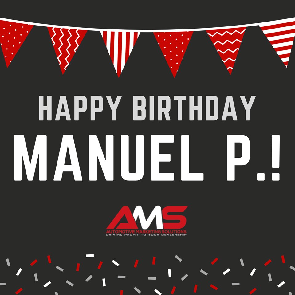 AMS_TX's tweet photo. Join us in wishing one of our Photo Techs, Manuel, a Happy Birthday! Have a great day🎉 #AutomotiveMarketingSolutions #Lubbock https://t.co/qMOUW8OGzD