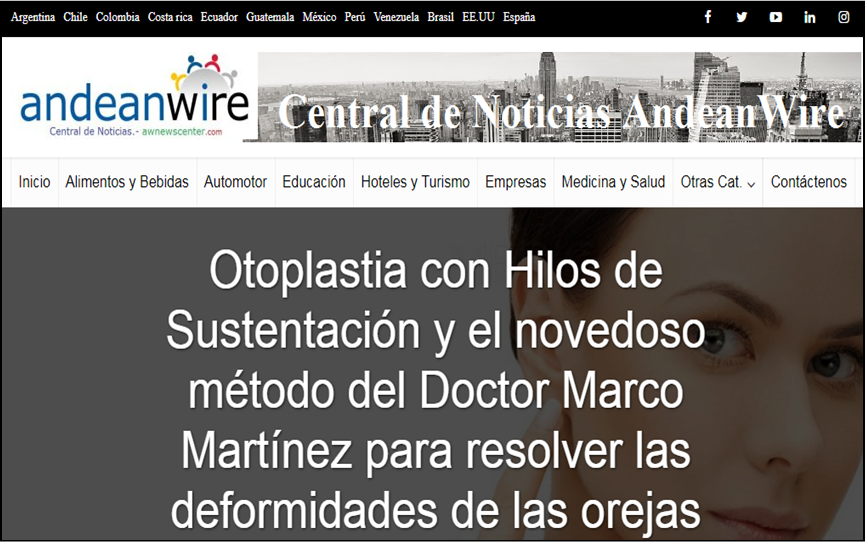 AndeanWire's tweet photo. COLOMBIA (Febrero 17 de 2020) El doctor Marco Martínez con más de 20 años de experiencia en medicina estética, revela un procedimiento médico sencillo para resolver las deformidades de las orejas.
https://t.co/uWApsQZazd https://t.co/1cyeBvUkYM
