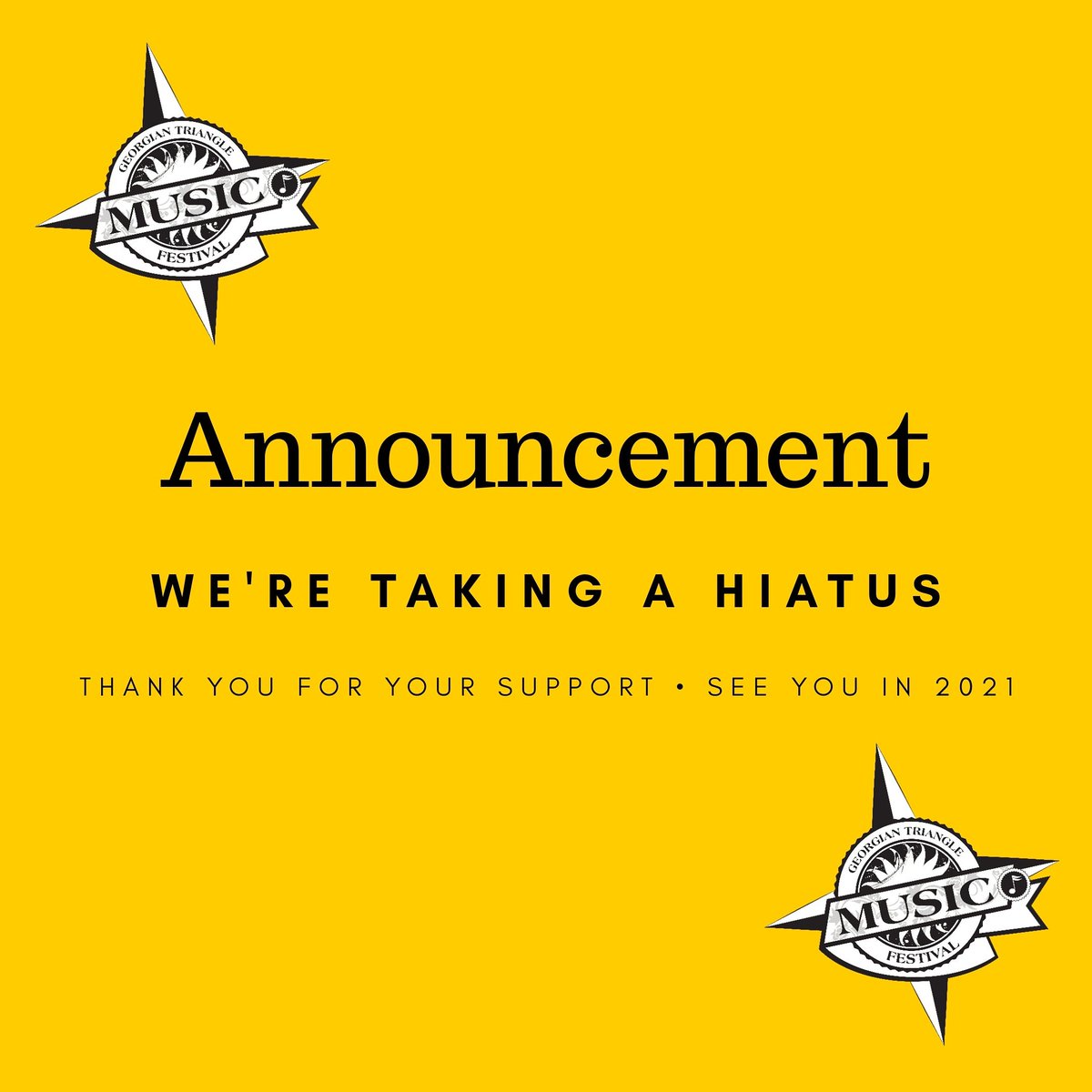 GeoTriMusicFest's tweet photo. The festival is taking a break.
To learn more please read our press release here, https://t.co/Ozbk5ycO1r.
#geotrimusicfest #wasagabeach #musicfestival https://t.co/IZLScklv7b