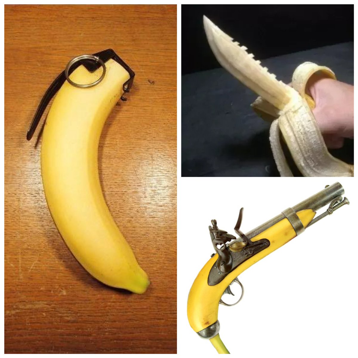 OK <a href="/Battlefield/">Battlefield</a> and <a href="/EA_DICE/">DICE</a> let's talk, here are a few ideas. We have the single shot Potassium hand Cannon, the Nana Nade and for the melee we've got the ForSkin

#BattlefieldV Make it happen 🍌