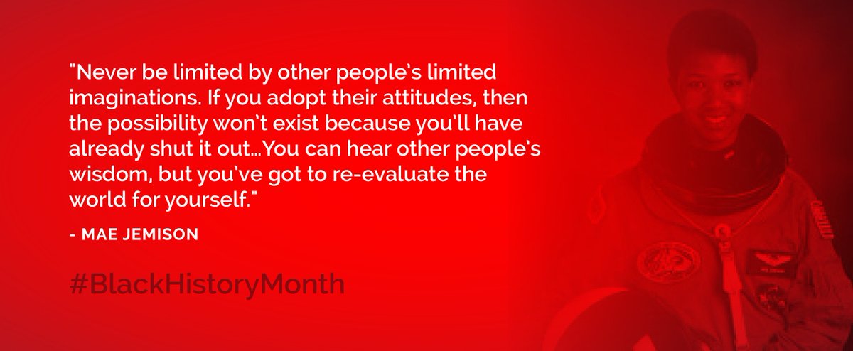 GLISI (@GLISI) on Twitter photo 17/02/2020 15:27:23 'Never be limited by other people’s limited imaginations.' – Mae Jemison #BlackHistoryMonth 'Never be limited by other people’s limited imaginations.' – Mae Jemison #BlackHistoryMonth