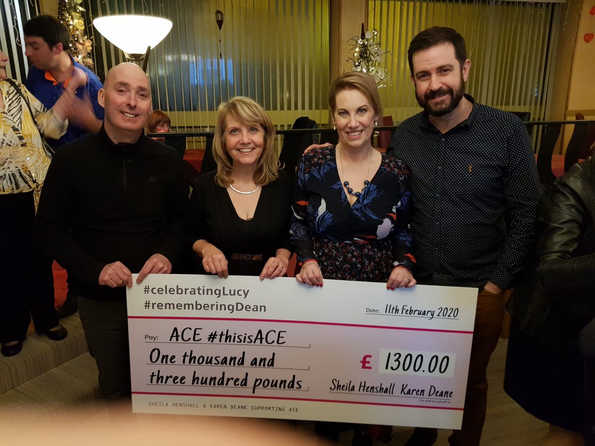 acenorthwest's tweet photo. Last Tuesday ACE attended Celebrating Lucy &amp; Remembering Dean.
A massive thanks to Sharon, Lucy&amp; Deans mum and her friend Karen who had been busy fundraising and raised an incredible £1300 for ACE!!
Thank you so much to everyone 
#CelebratingLucy #RememberingDean #ThisIsAce https://t.co/hLp471Ho3e