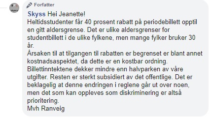 Hva faen? #Skyss setter ned øvre aldersgrense for studentrabatt fra 33 år til 30 år. Samtidig som vi vet at studenter blir eldre og eldre, og at 1 av 4 studenter er over 30 år. 
Denne regelendringen går ut over "noen", nærmere bestemt over 8000 studenter bare fra <a href="/UiB/">Universitetet i Bergen</a> og @hvl_no