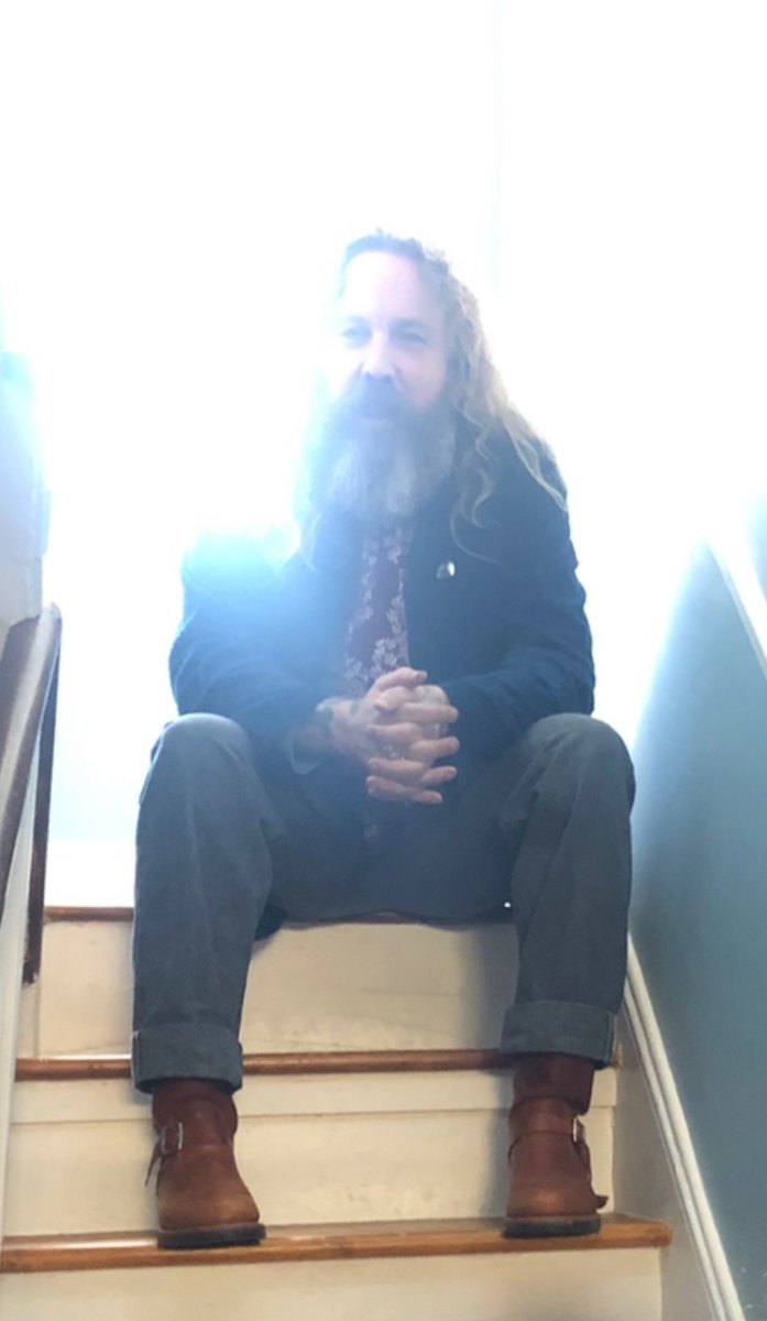 joelycett's tweet image. Andrew Weatherall was a terrific laugh. Funny, wise, calm, nurturing, challenging, cool yet geeky, brilliant. I took this photo of him last year looking like an acid house Jesus. I’ll miss him awfully. X