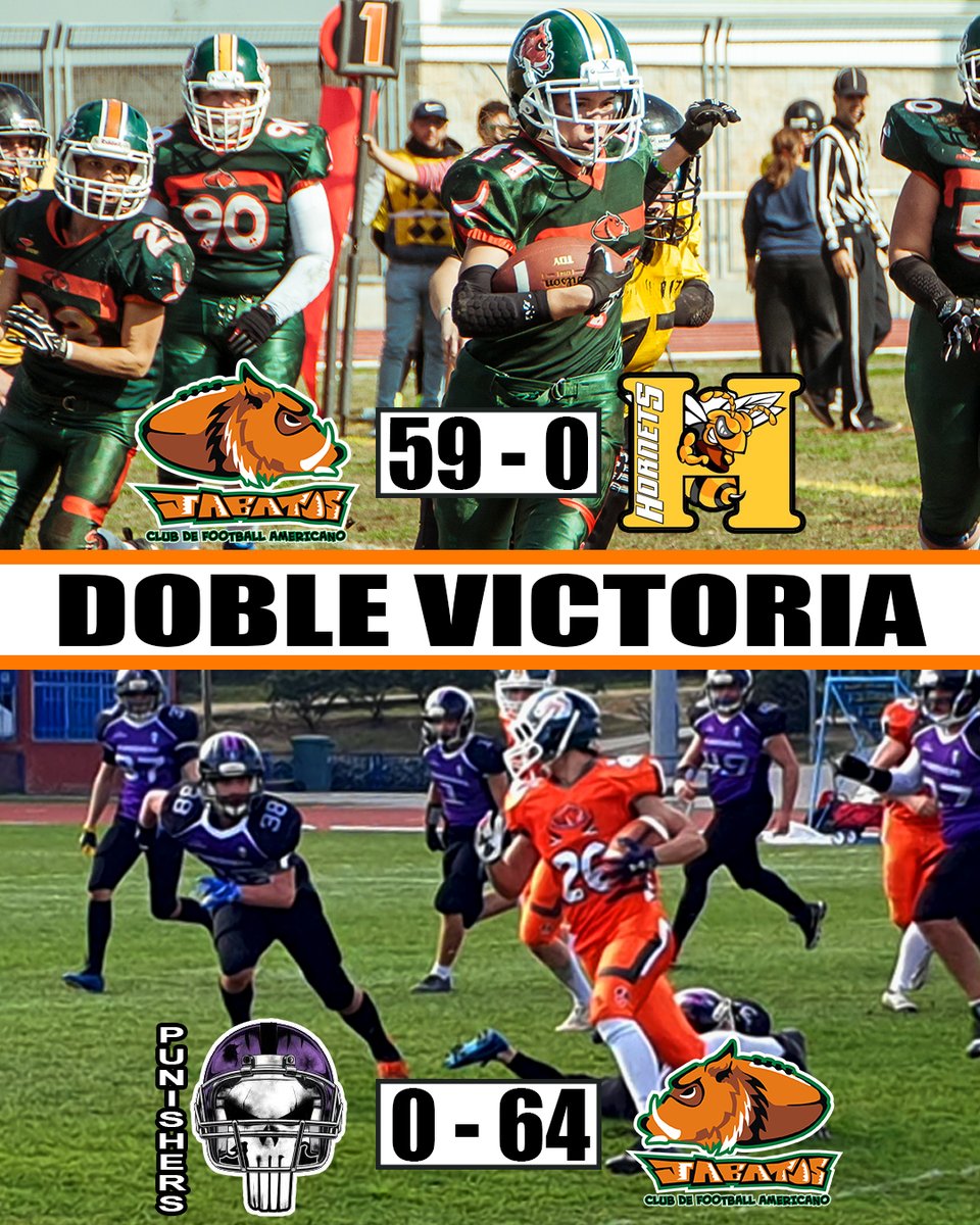JabatosFootball's tweet photo. Este fin de semana las categorías senior de Jabatos, femenina y masculina, han conseguido dos grandes victorias contra Hornets de Zaragoza y Fuenlabrada Punishers.

Las ligas continúan! 💪🐗🏈

#FootballAmericano #Fuenlabrada #TresCantos #LMFA9 #FMFA #FEFA #LNFA7x7 #Zaragoza https://t.co/idcgbbDV5w