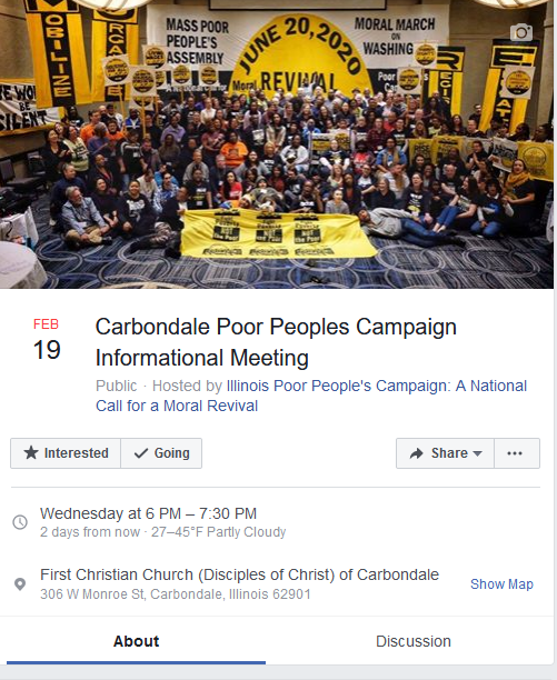 IllinoisPPC's tweet photo. Hey everyone, our Southern Illinois family is holding an informational meeting. Please share this event widely.
#PoorPeoplesCampaign
#UnitethePoor
#illinoisppc https://t.co/aM4vaeNSDl