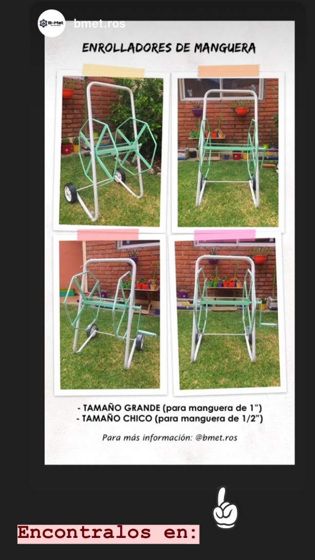 Enrolladores de manguera:

- Tamaño chico (para manguera de 1/2”)
- Tamaño grande (para manguera de 1”)

¡Tu RT nos ayuda muchísimo para lograr una mayor difusión!

Cualquier consulta los encontras en instagram como: <a href="/bmet/">bmet</a>.ros