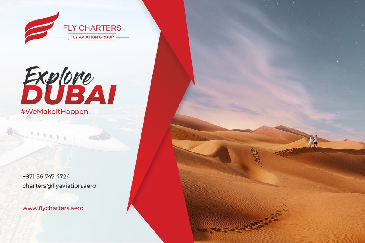 FlyAviationAero's tweet photo. Always say YES to new adventures. Planning to visit #Dubai? Charter a #PrivateJet with us and we will arrange all paper works and the local destinations for you to enjoy a worry-free journey. #FlyCharters #love

Contact us +971 56 747 4724 || charters@flyaviation.aero https://t.co/ZEJxFJHfLS