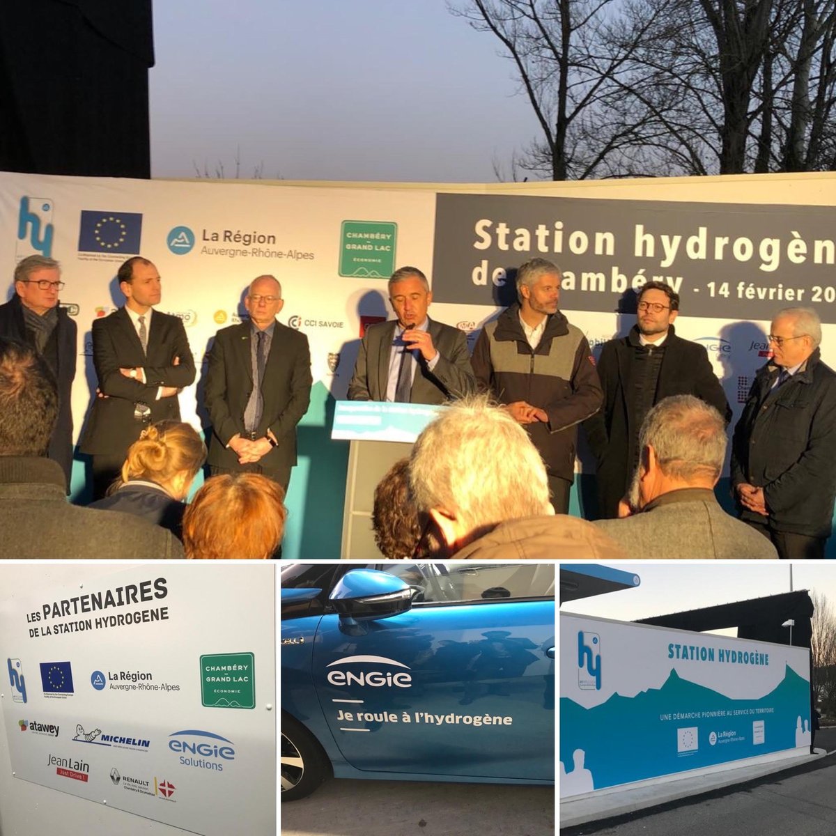 [VERDIR] 🌱 Inauguration de la station H2 de la <a href="/VilledeChambery/">Ville de Chambéry</a> dans le cadre du dispositif "Zero Emission Valley" initié par l'UE et la région <a href="/auvergnerhalpes/">Auvergne-Rhône-Alpes</a>. Ce projet c'est : des véhicules et de l’#hydrogène à un coût comparable au diesel. #TransitionZéroCarbone