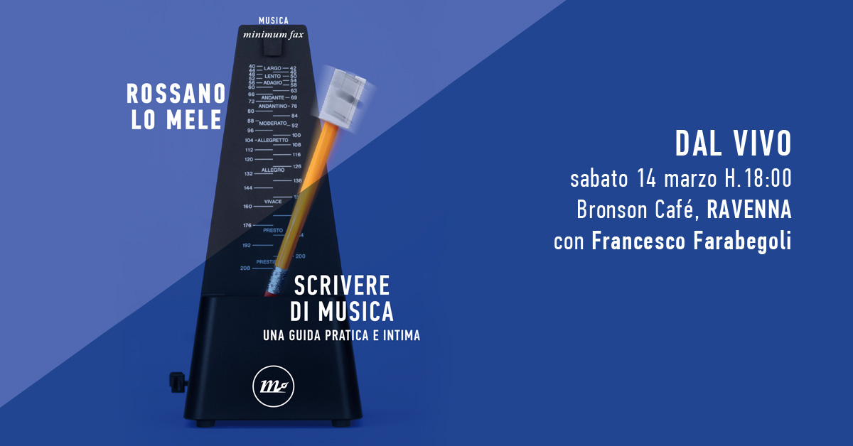 <a href="/RossLoMele/">Rossano Lo Mele</a> insieme a <a href="/disappunto/">Francesco Farabegoli</a> il 14 marzo ci parla del suo libro "SCRIVERE DI MUSICA" al #BronsonCafé! Free entry, alle 18:00!