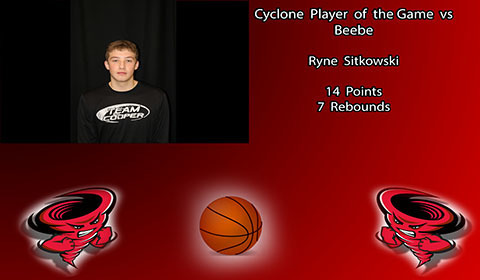 Congratulations to Ryne Sitkowski on being named Cylcone player of the game vs Beebe.  Great job Ryne!
