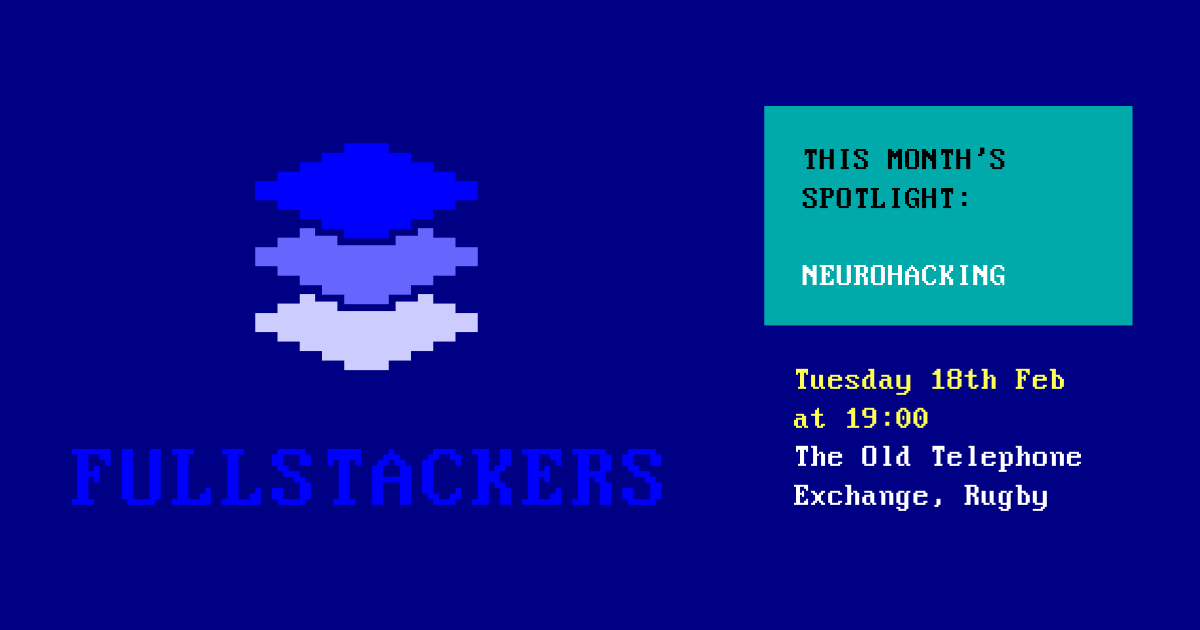 UPHotelAgency's tweet photo. It's time for another Fullstackers workshop - join us tomorrow! This week, 'Neurohacking'! Giles Lloyd reveals the top ways to hack your 🧠 & boost productivity 💡
Full info: https://t.co/bJYuDAMMdU
#Fullstackers #Coder #WebDeveloper #FullStack #UK #Neurohacking #Productivity https://t.co/Tyhepkc80a