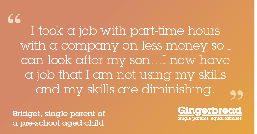 Gingerbread's tweet photo. Many single parents feel trapped beneath their skill level for the sake of flexible and part time work.
How can we access this pool of untapped talent? Our latest report helps tells all: https://t.co/daiyaKroVR
#UntappedTalentReport https://t.co/xGVDcm8rGu