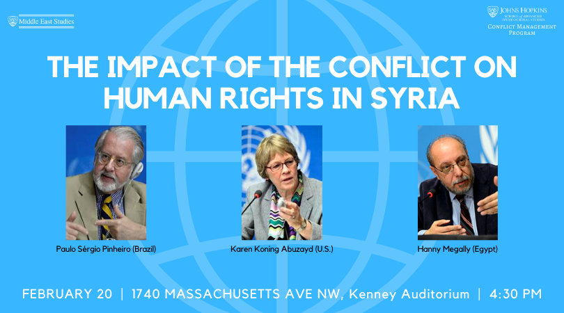Join #SAISMES, Conflict Management, and the Syria COI commissioners Thursday for a discussion on recent conflict dynamics in #Syria and their impact on human rights. RSVP: eventbrite.com/e/the-impact-o… <a href="/SAISHopkins/">Johns Hopkins SAIS</a>