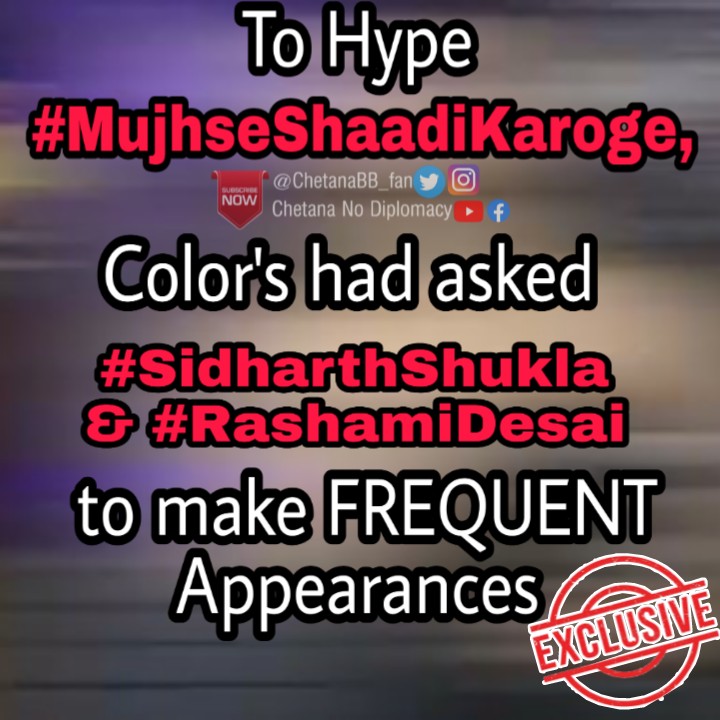 #SidHearts

#SidharthShukla & #RashmiDesai ll make frequent appearances in this swayamvar show

Rt 
Comment if ur Happy

#BiggBoss13
#BiggBoss13winner
#MujhseShaadiKaroge #ParashChhabra #ShehnaazGill