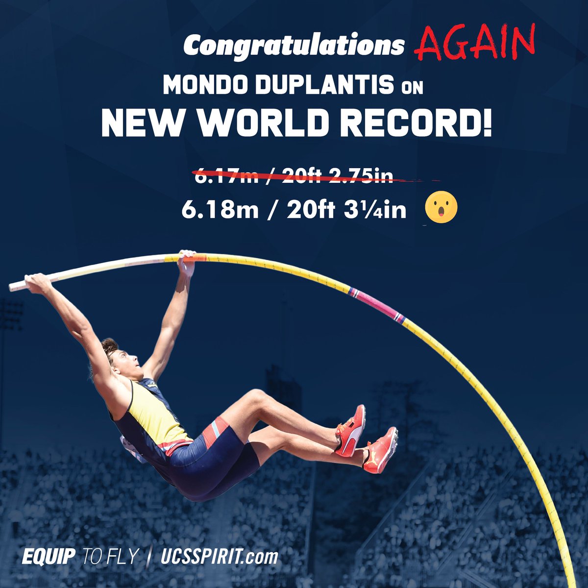 UCSSPIRIT's tweet photo. He did it again!! Congrats Mondo! @mondohoss600 #polevault #polevaulting #newworldrecord #trackandfield #ucsspirit https://t.co/w92A8x1ImT