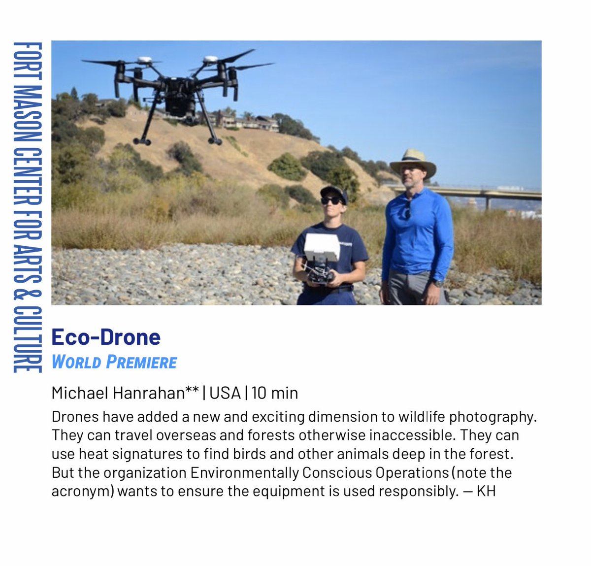 ECO-Drone (@droneeco) on Twitter photo Please join us at the <a href="/oceanfilmfest/">oceanfilmfoundation</a> Sunday March 15th for the World Premier of our film “ECO-Drone”. Special thanks to <a href="/MarineUAS/">Duke Marine Lab UAS</a> <a href="/dioptrica/">David W Johnston</a> <a href="/alittle_harsh/">Annie Harshbarger</a> <a href="/sanctuaries/">Sanctuaries (NOAA)</a> <a href="/MBNMS/">NOAA's Monterey Bay NMS</a> <a href="/flir/">Teledyne FLIR</a> <a href="/DJIEnterprise/">DJI Enterprise</a> <a href="/romeoch/">Romeo Durscher</a> <a href="/bwynne/">Brian Wynne</a> <a href="/AUVSI/">Association for Uncrewed Vehicle Systems Intl</a> <a href="/AirMapIO/">AirMap</a> <a href="/Hihumpbackwhale/">NOAA HI Islands Humpback Whale NMS</a> <a href="/NCReserve/">N.C. Coastal Reserve</a> and many others... Please join us at the <a href="/oceanfilmfest/">oceanfilmfoundation</a> Sunday March 15th for the World Premier of our film “ECO-Drone”. Special thanks to <a href="/MarineUAS/">Duke Marine Lab UAS</a> <a href="/dioptrica/">David W Johnston</a> <a href="/alittle_harsh/">Annie Harshbarger</a> <a href="/sanctuaries/">Sanctuaries (NOAA)</a> <a href="/MBNMS/">NOAA's Monterey Bay NMS</a> <a href="/flir/">Teledyne FLIR</a> <a href="/DJIEnterprise/">DJI Enterprise</a> <a href="/romeoch/">Romeo Durscher</a> <a href="/bwynne/">Brian Wynne</a> <a href="/AUVSI/">Association for Uncrewed Vehicle Systems Intl</a> <a href="/AirMapIO/">AirMap</a> <a href="/Hihumpbackwhale/">NOAA HI Islands Humpback Whale NMS</a> <a href="/NCReserve/">N.C. Coastal Reserve</a> and many others...
