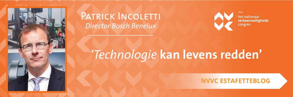 NVVcongres's tweet photo. De nieuwste estafetteblog staat online! Patrick Incoletti van @BoschNederland @BoschBelgium vertelt hoe technologie levens kan redden en bijdraagt aan de verkeersveiligheid #blog #verkeersveiligheid #NVVC2020 https://t.co/k7ky9Gw0Rp https://t.co/zv7PKrtwzV