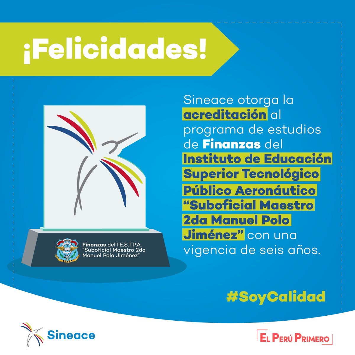 SineacePeru's tweet photo. 🌟¡Calidad en la @fapperu!🌟
📝#Sineace otorgó la #acreditación a cinco programas de estudios del #ESOFA por seis años.
¡Felicidades!
📰Estas son las resoluciones que oficializan estos reconocimientos, publicadas en el @DiarioElPeruano 👉 https://t.co/Bt9tt2q2j9
#SoyCalidad https://t.co/H1UrHMO0H8