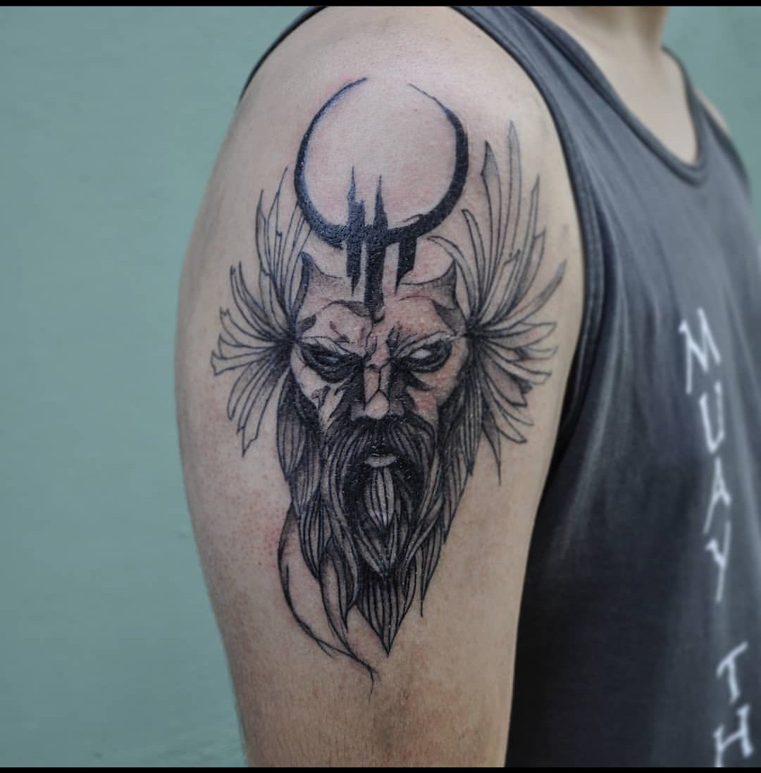 Horus_tattoo_luan on X: Tattoo no brother @seu.siqueira ,tmj Bro! Odin ,um  dos principais deuses nórdicos 💪 Gostei MT de fazer. Obrigado pela  confiança. #tattoo #intenze #odintattoo    / X