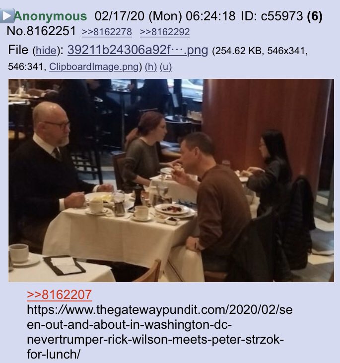 2runtherace's tweet photo. Peter Strzok and Rick Wilson lunch dynamic!!
https://t.co/6f85m5oCjN
#QResearchNotable
@realDonaldTrump https://t.co/0UHhy7wcta