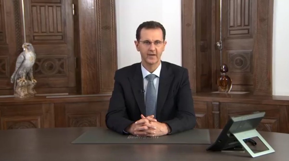 Souria4Syrians's tweet photo. President Assad of Syria: the battle for Idlib and Aleppo will continue until terrorism is destroyed and stability is restored https://t.co/skmHQ9Iyoo