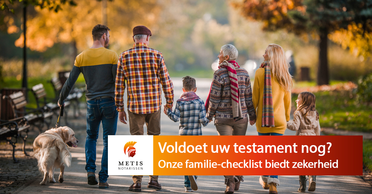 Uw testament. Hier bent u niet dagelijks mee bezig. Toch is het verstandig om hier regelmatig bij stil te staan. Onze gratis familie-checklist biedt uitkomst! Meer info? bit.ly/Metis_checklist
#voorelkefaseinuwleven #familiechecklist #metisnotarissen #testament #checklist