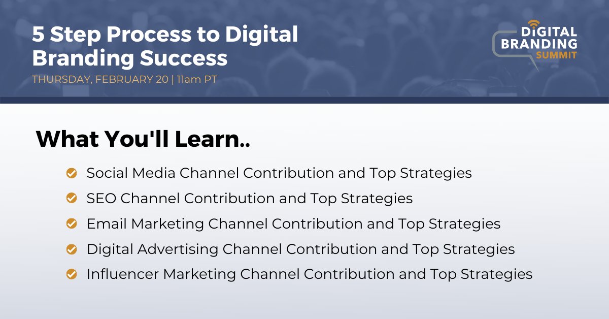 dbiweb's tweet photo. This comprehensive digital branding strategy workshop covers the key fundamentals for building your digital brand.
Sign up to our FREE WORKSHOP this February 20, 11AM PST.
Save your spot here: https://t.co/lYPHtJog4i
#DBSummit https://t.co/f5asXVA6zT