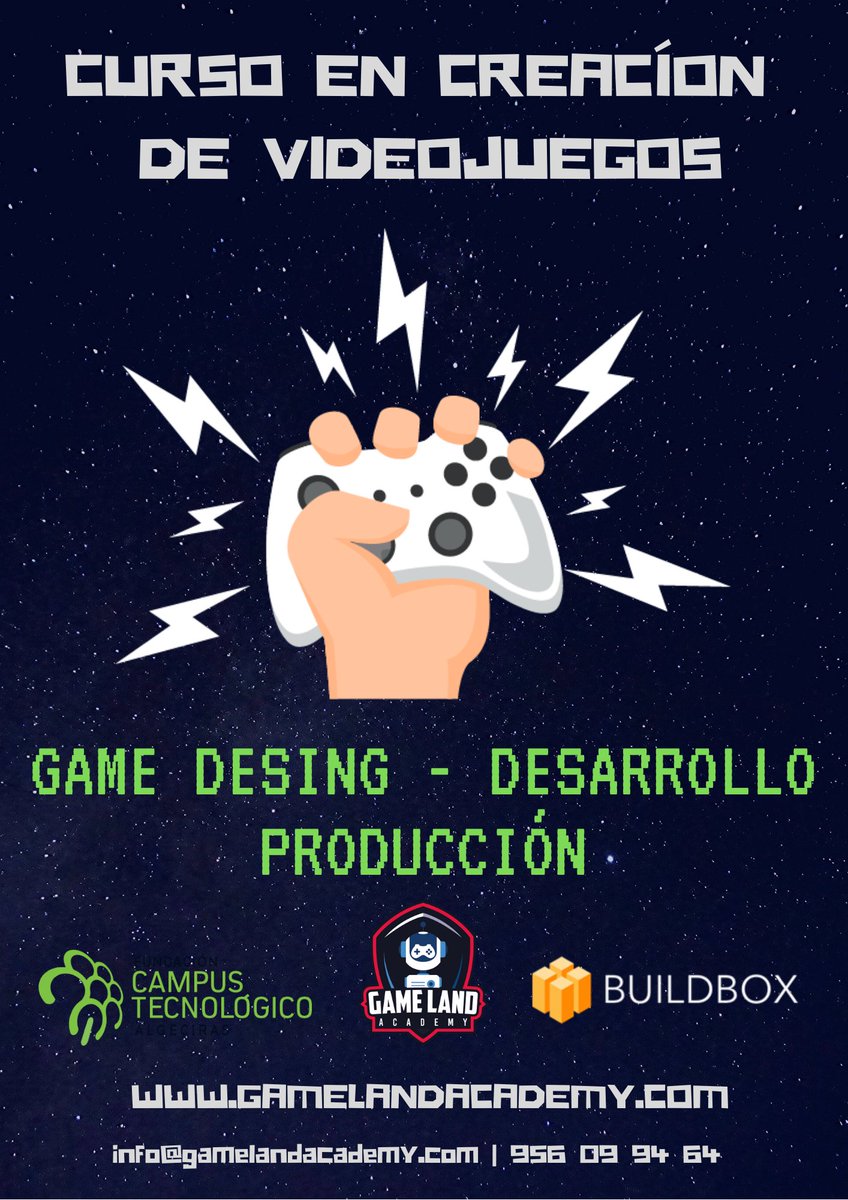 GameLandAcademy's tweet photo. ✅Nuevo curso de CREACIÓN de VIDEOJUEGOS con @buildboxcom en Algeciras. 
¡Arrancamos la segunda edición con novedades! 
👩‍🎓RESERVA tu plaza en https://t.co/edKwPPCwcR https://t.co/BuEg8dScMO