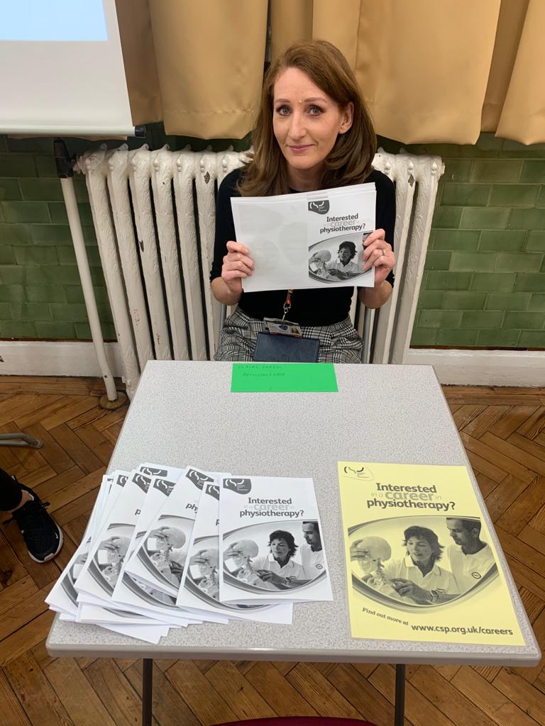 Getting ready for careers fair at  @NDSouthwark promoting the wonderful career of #physiotherapy  #csp #physiotherapycareers #ahps #alliedhealthprofessional #Careersfair #csp @CSPLondon