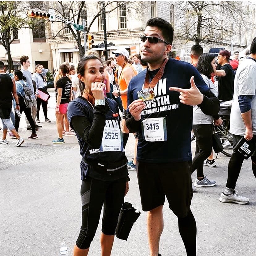 LuzMorenoLozano's tweet photo. I ran a marathon yesterday and got run it my bestest friends, dad and cousin! #austinmarathon #atxrunners @austinmarathon https://t.co/olXPsoBcMi