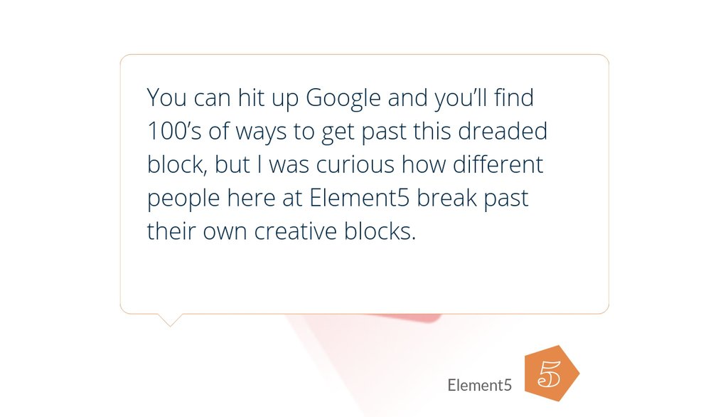 Element5Digital's tweet image. Breaking the Creative Block lttr.ai/NVBt #Creativity #Element5Digital #ideation