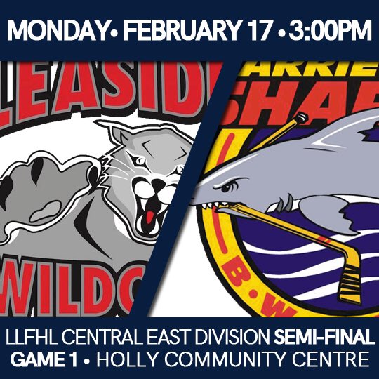 BarrieSharks's tweet photo. Just one game on the schedule today as the Bantam A Sharks take advantage of the Family Day holiday to get a head start on their 2nd round series vs. @TorontoLeaside Wildcats.
#GOSHARKSGO #LLFHL #PLAYOFFS #LLFHLPLAYOFFS https://t.co/eNBPpLKV3q
