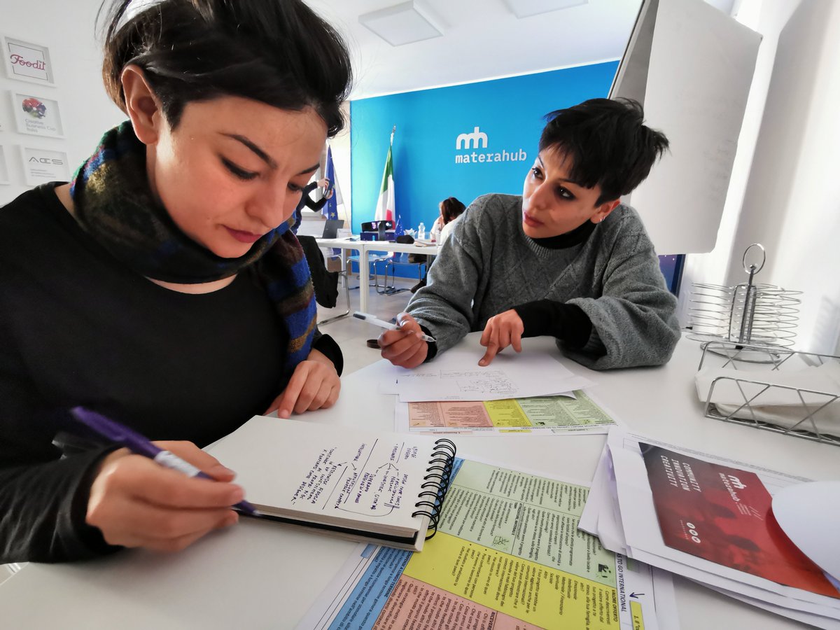 GlobalFemArt's tweet photo. This is the last day of Circle in #Matera: all the #female #entrepreneurs focused, through the Creative Project Canvas tool, on new ideas and strategies to internationalize their business. #GlobalFemArt πππ https://t.co/OeWxS5jx0C