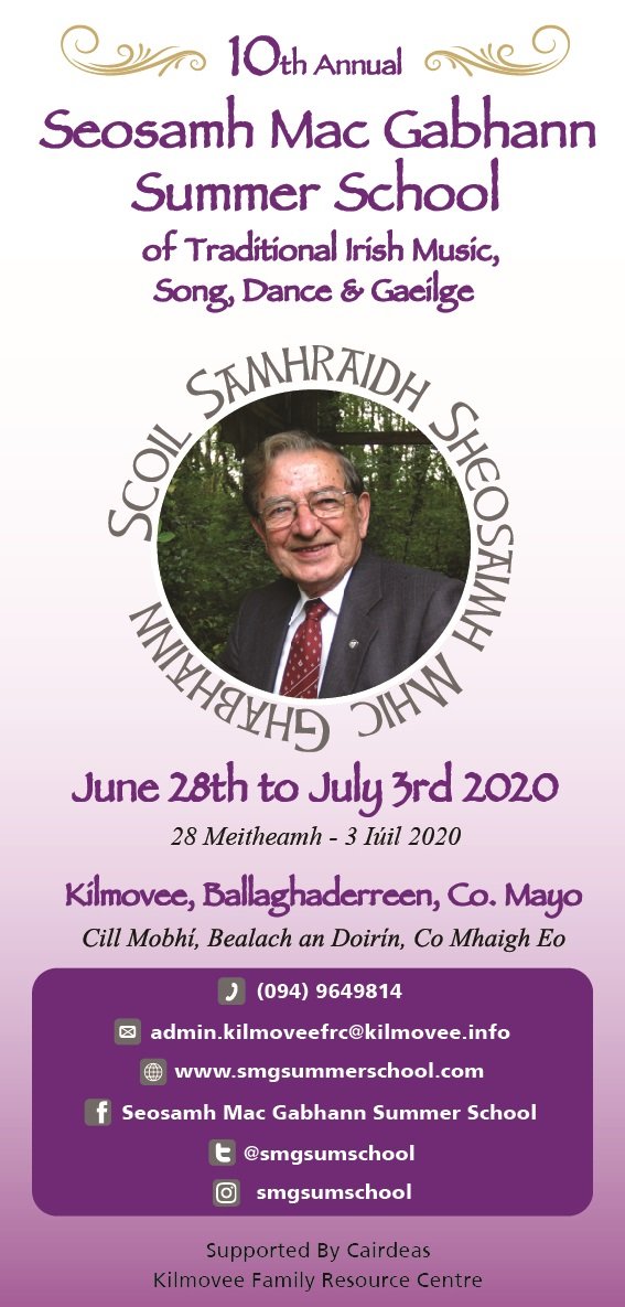 smgsumschool's tweet photo. Our 10th Annual Summer School will take place in #Kilmovee from June 28th to July 3rd. Mark it on your calendar now! 💜🔟🎶🎻🎵
Brochures will be posted out before Easter. Bígí linn!
#SMG20 #SummerSchool #Mayo #trad https://t.co/44VujuWG55
