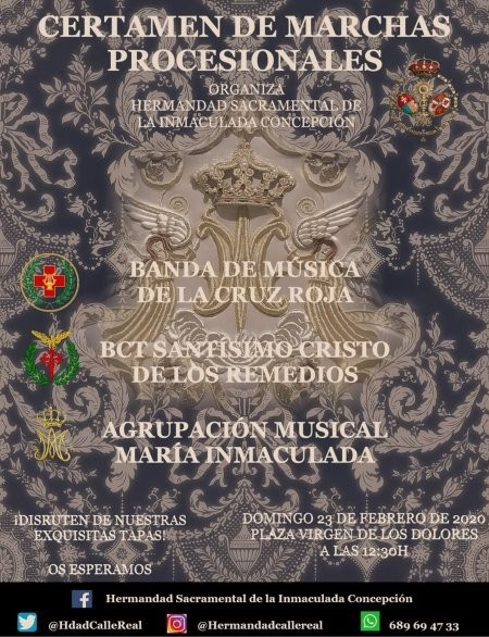 cofradediario's tweet photo. #Sevilla. I La @HdadCalleReal de Castilleja de la Cuesta organiza  un Certamen de Marchas Procesionales. Domingo, 23 de febrero a las 12:30 horas en la Plaza Virgen de los Dolores.Intervendrán la  @BandaCruzRoja @bdelosremedios @delacallereal 
#TDSCofrade #NoticiasEDC #marchas https://t.co/4Re2ZKVBKc