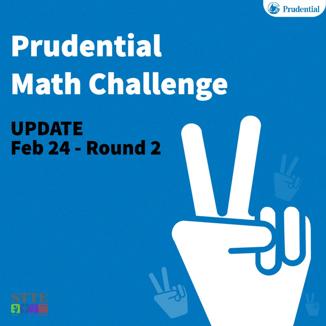 STTEFoundation's tweet photo. Quick update to our PMC High School competitors: Announcement of Round 2 Participants is Monday, Feb. 24 ๐Make sure to keep up with us for further announcements. A+ fun competition!โ๐๐
#elpaso #mathchallenge #sttefoundation #futureinnovators #prudentialmathchallenge https://t.co/2cocyPb4fK